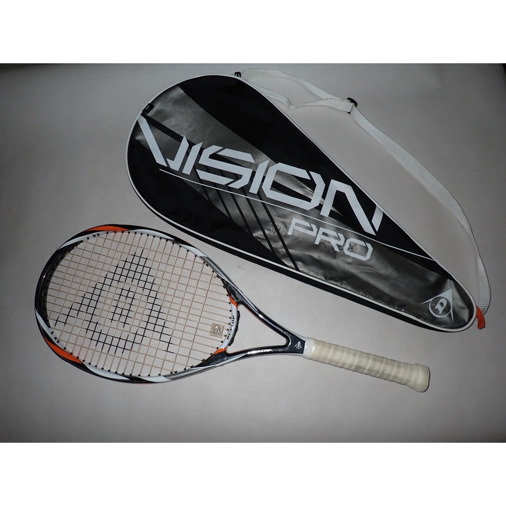 Dunlop Vision Pro Tennis Racquet with Cover 4D Braided Black Orange